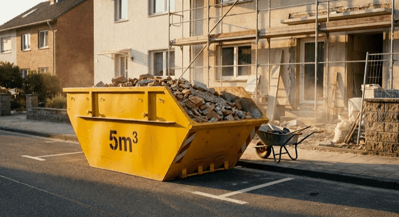 Caçamba padrão de 5m³ para construção civil e reformas gerais